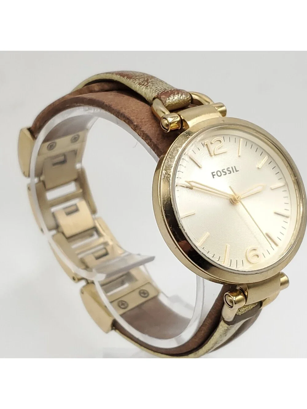 Fossil Georgia Womens Watch 32mm Gold Tone New Battery